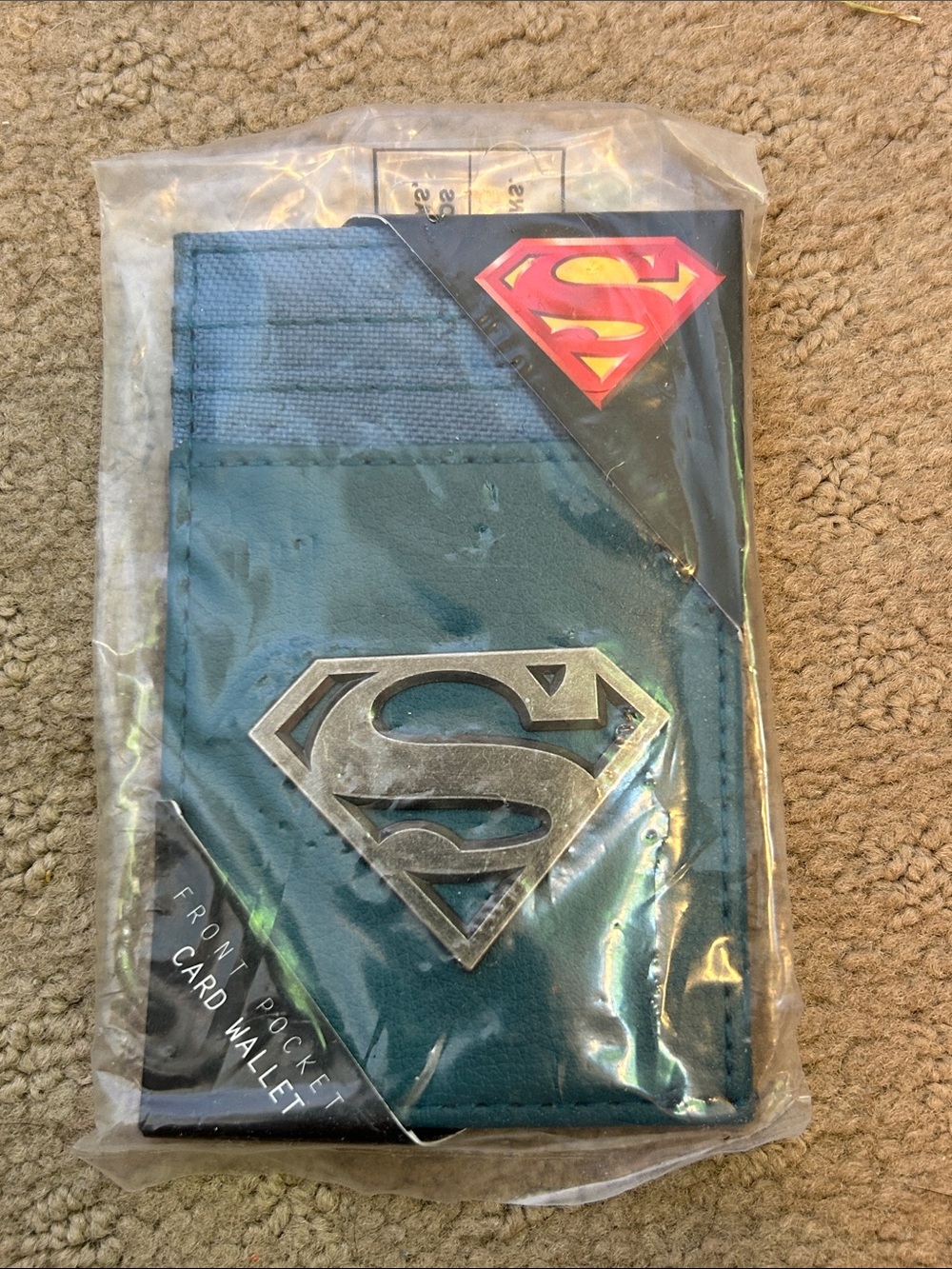 Superman Logo Front Pocket Card Wallet in Teal